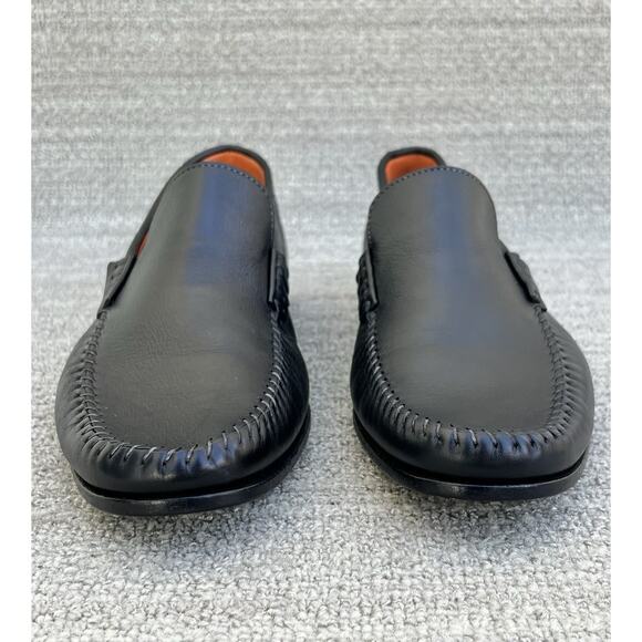 $750 SANTONI Paine Black Leather Loafer Men\'s Size 8 US NEW